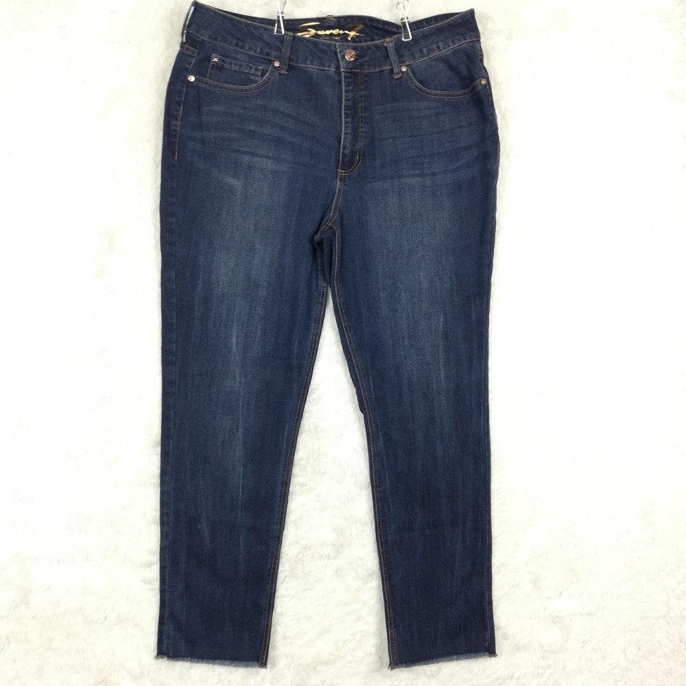 Seven7 Womens Jeans Weekend Slim Fit Blue Denim Avalon Dark‎ Wash High Rise 16